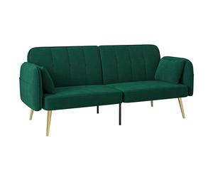 Sofá HOMCOM de 2 plazas, sofá cama, sofá clic clac en tela de terciopelo con respaldo ajustable y cojines para sala de estar
