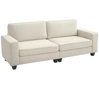 Sofá HOMCOM de 3 plazas con cubierta de tela, sofá para sala de estar con relleno de muelles, color crema