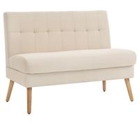 Sofá HOMCOM de dos plazas con respaldo capitonado, aspecto de lino, color beige