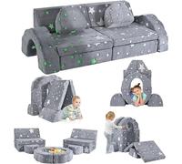 Sofá infantil, juego de 10 bloques de espuma para construir, sofá modular para niños, divertido sofá-cama para niños que emite sonidos, ideal para niños y niñas. Desarrolla la inteligencia (modelo "Lu