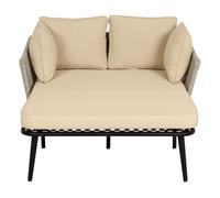 Sofá jardín 2 plazas - con 2 cojines y 2 almohadones, desmontables y lavables - khaki