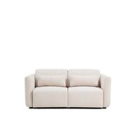 Sofá Lares de 2 plazas con asientos deslizantes motorizados y reposacabezas reclinable en chenilla beige de 180 cm.