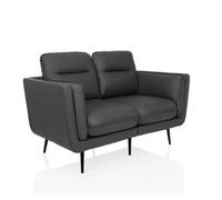 Sofá Lounge Vintalux De Cuero Sintético, 2 Plazas, Retro, Gris Hjh Living