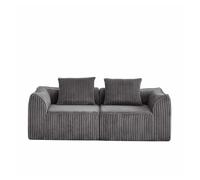 Sofa minimalista 2 plazas - líneas curvas y respaldo suavemente inclinado, incluye 2 cojines - gris