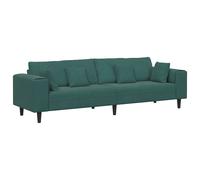 Sofá moderno de terciopelo premium verde oscuro para salón, estructura de contrachapado resistente con cojines de muelles y apoyabrazos cuadrados, 250x77x76 cm