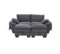 Sofá modular 2 plazas - asiento amplio, diseño ergonómico, espuma de alta densidad, puerto usb-c y bolsillos laterales - gris oscuro