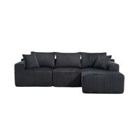 Sofá modular 3 plazas - chaiselongue, 5 cojines, bolsillos laterales, portavasos - gris