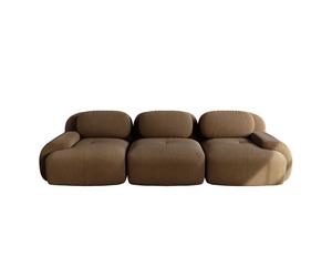 Sofá modular 3 plazas - cordstoff premium, rústico, ergonómico y sin montaje - marrón