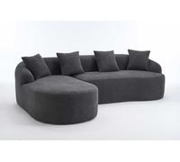 Sofá modular 3 plazas - curvado, chaise longue izquierda, chenilla, sin montaje - gris oscuro