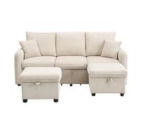 Sofá modular 3 plazas fija panorámico de tela,beige