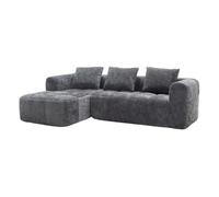 Sofá modular 3 plazas - l-sofa con chaiselongue, 3 cojines, bolsillo lateral - gris