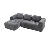 Sofá modular 3 plazas - l-sofa con chaiselongue, 3 cojines, bolsillo lateral - gris