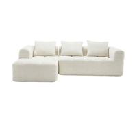 Sofá modular 3 plazas - l-sofa con chaiselongue, cojines y bolsillo lateral - beige
