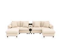 Sofá modular 6 plazas fija de tela,beige