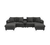 Sofá modular 6 plazas fija de tela,gris