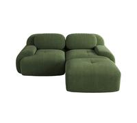 Sofá modular 82'' - cordón suave, combinable, con brazos curvados, sin montaje, espuma elástica - verde