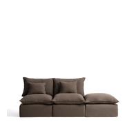 Sofá modular Anarela de 2 plazas con funda extraíble y pieza final de lino.