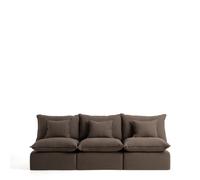 Sofá modular Anarela de 3 plazas con funda desenfundable de lino.