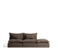 Sofá modular Anarela de 3 plazas con funda extraíble y pieza final de lino.