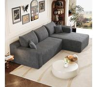 Sofá modular, chaise longue, chaise longue, sofá de 241 cm con diseño de nubes, sofás modernos minimalistas vestidos, cómodo sofá en forma de L para el salón, asiento profundo con esquina (gris oscuro