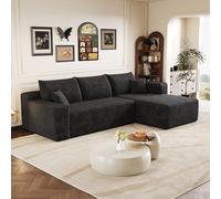 Sofá modular, chaise longue, chaise longue, sofá de 241 cm, sofá con diseño de nubes, sofás modernos minimalistas vestidos, cómodo sofá en forma de L para el salón, asiento profundo con esquina (negro