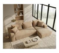 Sofá Modular Chaiselongue Moderno en forma de L de Espuma Comprimida al vacío envío Caja Sin Herramientas Camel corduroy