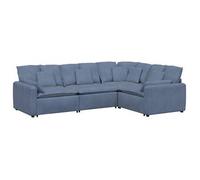 Sofá Modular Con Cojines De Tela De Pana Azul Vidaxl