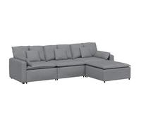Sofá Modular Con Reposapiés Y Cojines, Color Gris Claro Vidaxl