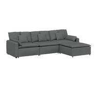 Sofá Modular Con Reposapiés Y Cojines, Color Gris Oscuro Vidaxl