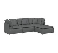 Sofá Modular Con Reposapiés Y Cojines De Tela Gris Oscuro Vidaxl