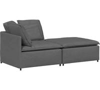 Sofá modular con reposapiés y cojines de tela gris oscuro vidaXL