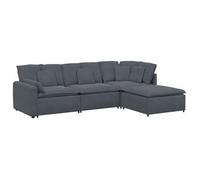 Sofá Modular Con Reposapiés Y Cojines En Terciopelo Gris Oscuro Vidaxl