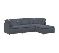 Sofá Modular Con Reposapiés Y Cojines En Terciopelo Gris Oscuro Vidaxl