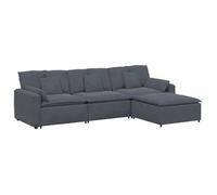 Sofá Modular Con Reposapiés Y Cojines Gris Oscuro Vidaxl