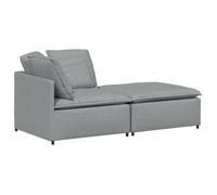 Sofá Modular Con Reposapiés Y Cojines, Tejido Gris Claro Vidaxl