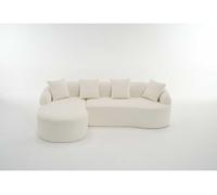 Sofá modular curvado 3 plazas - chaiselongue izquierda, l-fórmico, chenilla, sin montaje - blanco