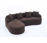 Sofá modular curvado 3 plazas con chaise longue izquierda en l - tapizado en chenilla, sin montaje, cómodo y elegante para salón, apartamento u oficina - marrón