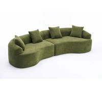 Sofá modular curvado de chenilla 4 plazas - moderno, cómodo, ahorra espacio, sin montaje - verde