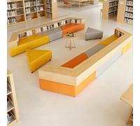 Sofá modular curvado para biblioteca, centro de asiento de tela para estudio, librería y vestíbulo
