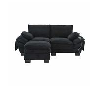 Sofá modular de 2 plazas con reposapiés - asiento amplio, diseño ergonómico, espuma de alta densidad, puerto usb-c y bolsillos laterales - negro