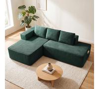 Sofá modular de 228 cm con función de cama, tapizado en pana. Sofá chaise longue con estructura metálica en la parte trasera, diseño en forma de L y sistema de apertura para convertirlo en cama