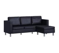 Sofá Modular De 3 Plazas De Cuero Artificial Negro 188 X 122 X 77 Cm Vidaxl