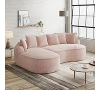 Sofá Modular de Chenilla, Diseño de Nube en L, Rosa, 252x164x67 cm