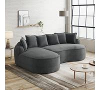 Sofá Modular de Chenilla, Diseño L con Chaise Longue, Gris, 252x164x67 cm