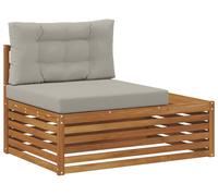Sofá modular de exterior con cojín 3 Pieza Gris Natural y Claro