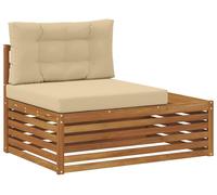 Sofá modular de exterior con cojín 3 Pieza Natural y Beige