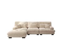 Sofá modular de lujo - sofá esquinero grande en forma de l para salón, sofá cama profundo con otomán, corduroy, chenilla, light coffee