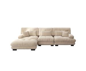 Sofá modular de lujo - sofá esquinero grande en forma de l para salón, sofá cama profundo con otomán, corduroy, chenilla, light coffee