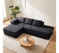 Sofá modular de tres plazas COMHOMA con función de cama, 255 cm, tapizado en pana. Sofá chaise longue con estructura metálica en la parte trasera, en forma de L, con mecanismo de cama