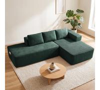 Sofá modular de tres plazas COMHOMA con función de cama, 255 cm, tapizado en pana. Sofá chaise longue con estructura metálica en la parte trasera, en forma de L, con mecanismo de cama